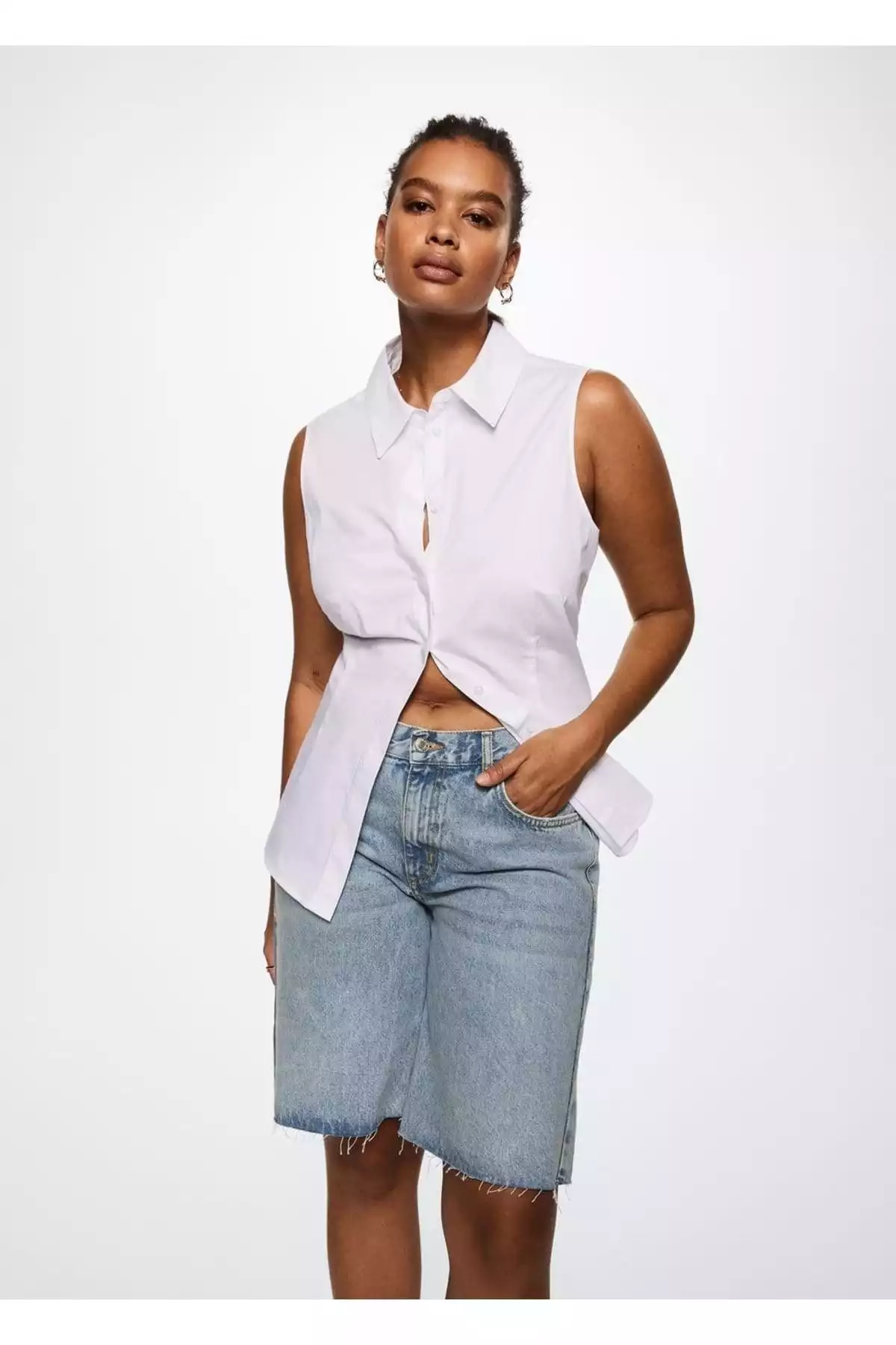 شلوارک برمودا پاچه جین برند MANGO کد 1750846271