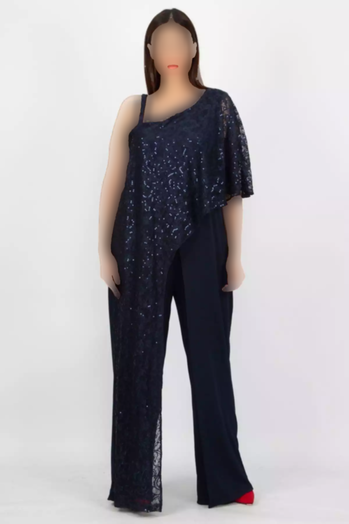 سرهمی طرح توری سایز بزرگ سرمه ای زنانه برند Şans کد 1750954630