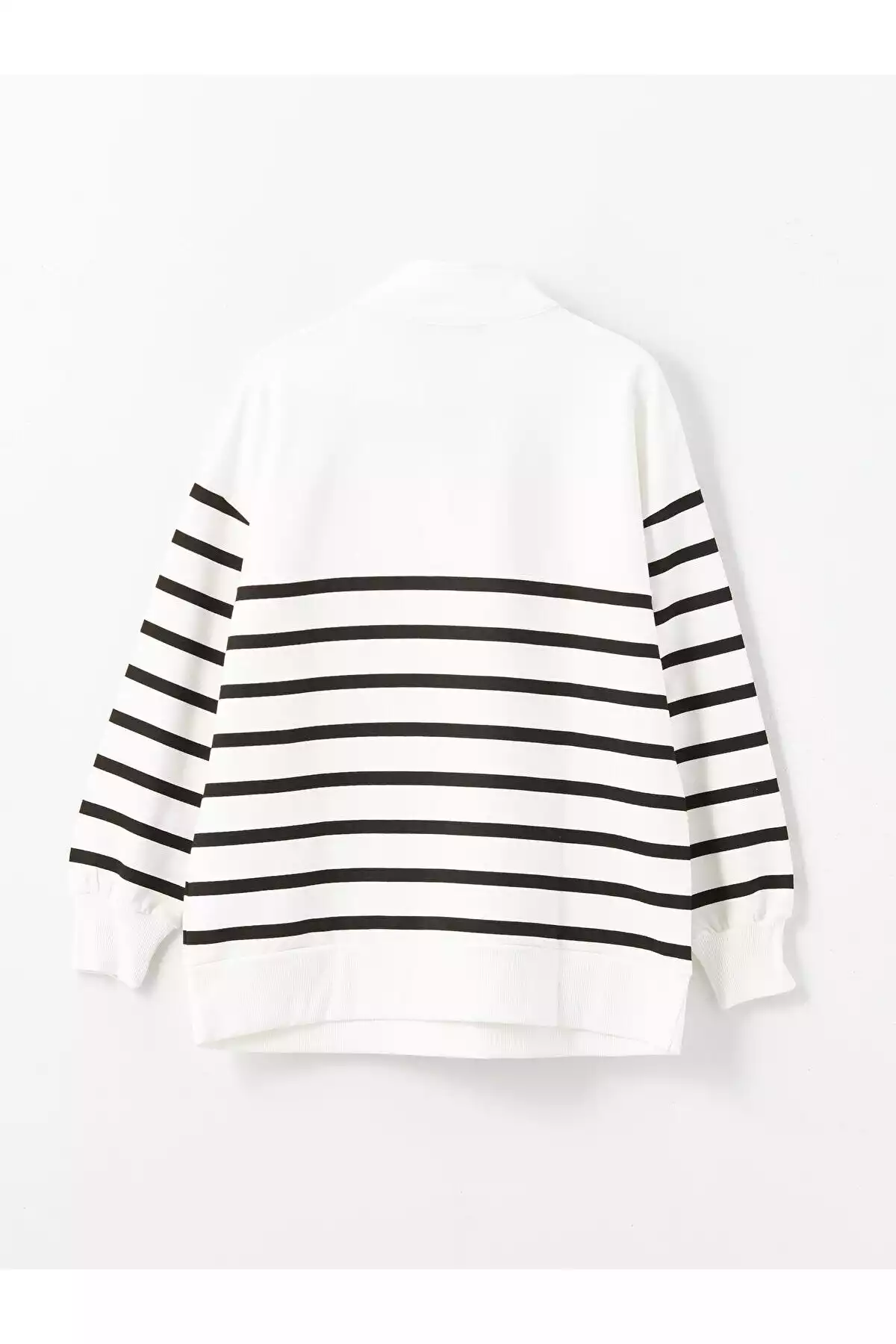 سوییشرت راحت راهراه یقه ایستاده زنانه مشکی برند LC Waikiki کد 1750995664