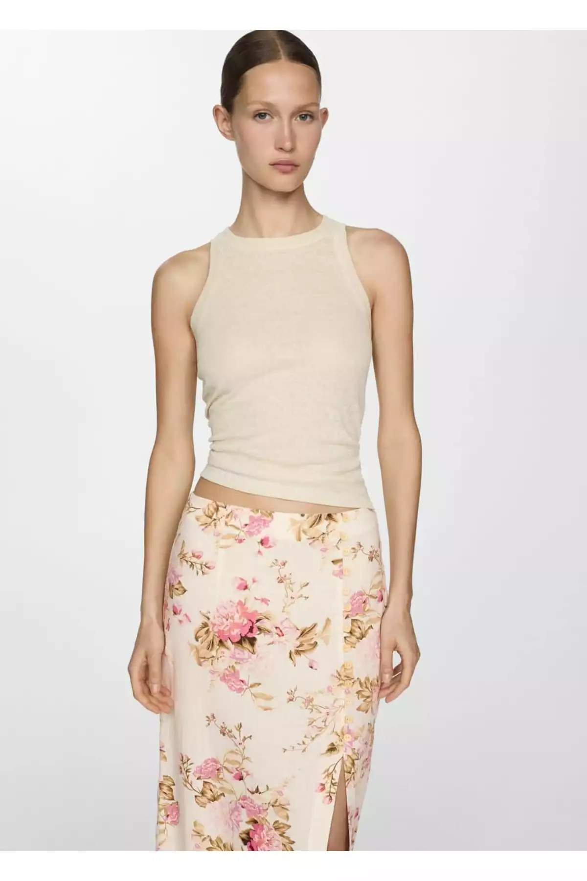 دامن کتان چاک دار برند MANGO کد 1751193727