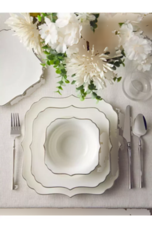 سرویس غذاخوری چینی 6نفره 27تکه نقره ای برند English Home کد 1750188184
