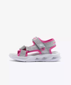 صندل براق نورانی بزرگ طوسی SLHP دخترانه چپ برند Skechers کد 1750963696