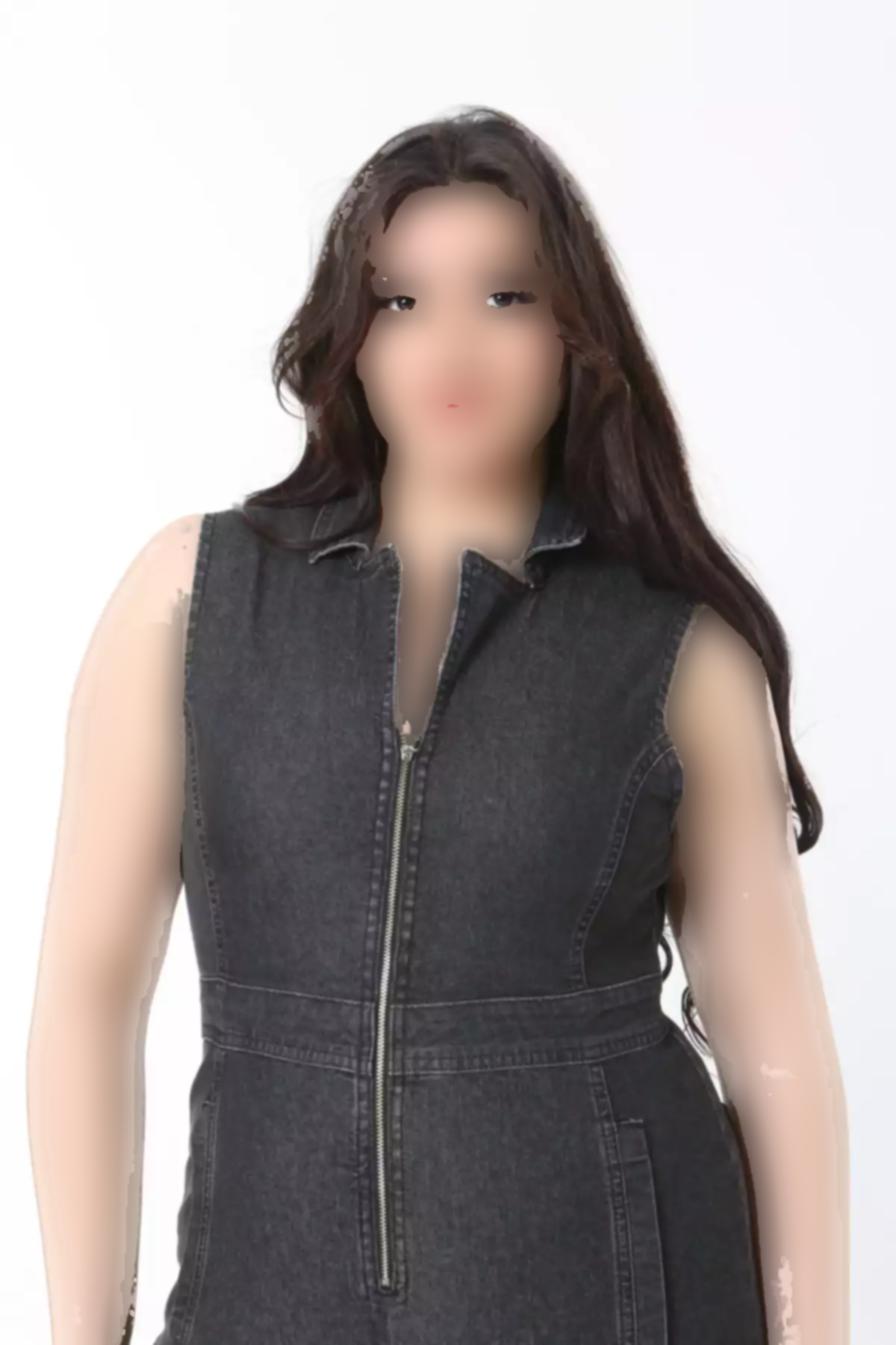 سرهمی جین جیب دار عقب پشت دکولته سایز بزرگ خاکستری آنتراسیت زیپدار زنانه برند Şans کد 1750954749