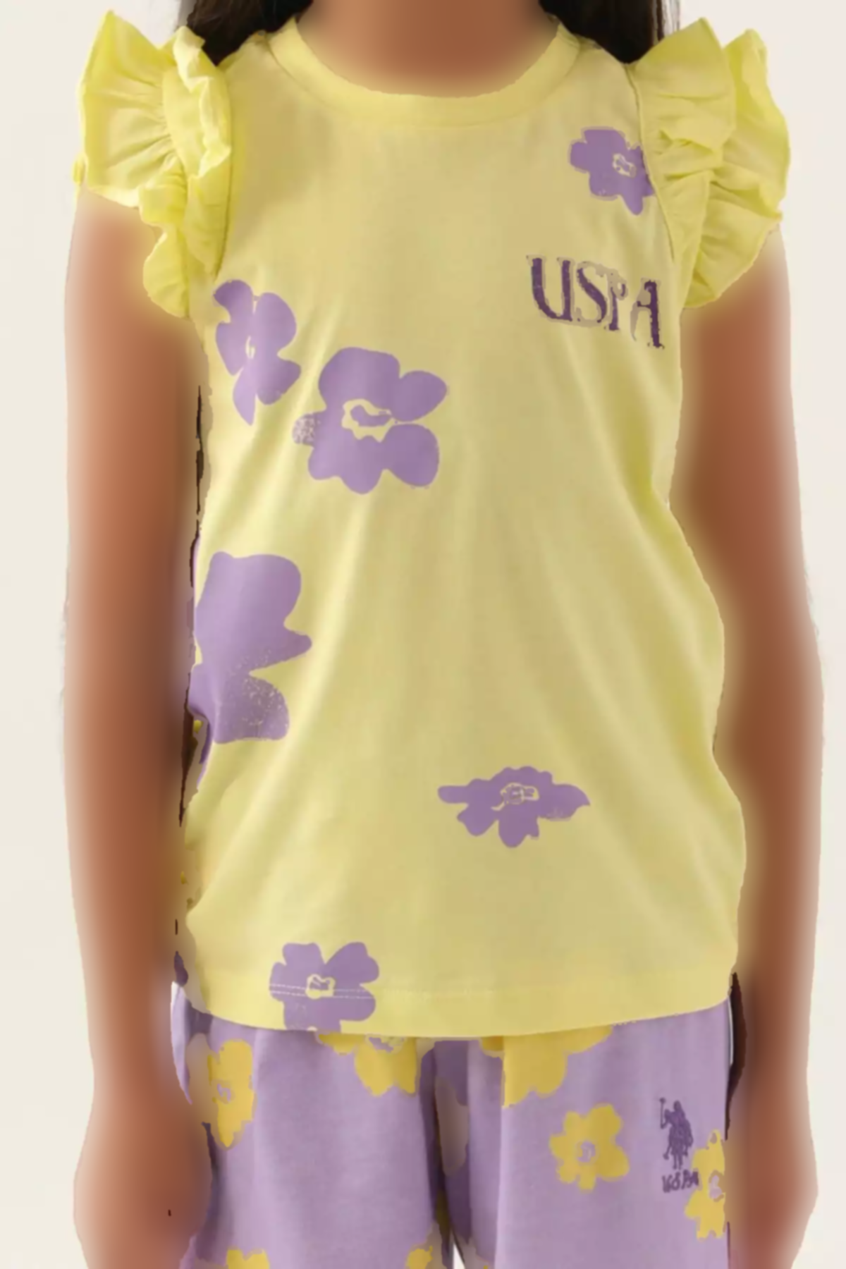 ست شلوارک دخترانه زرد روشن برند U.S. Polo Assn. کد 1749501069