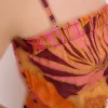 سرهمی ابریشم مصنوعی بنددار طرحدار سایز بزرگ نارنجی زنانه برند Şans کد 1750954690