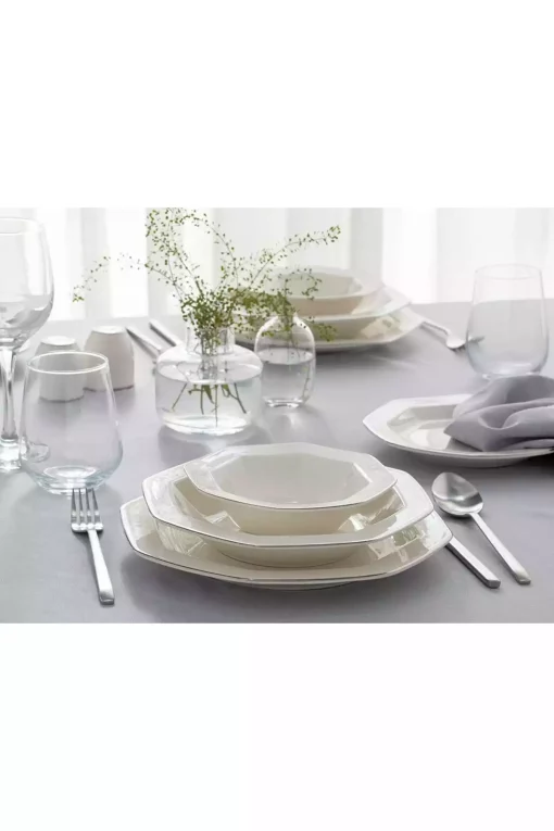 سرویس غذاخوری چینی 6نفره 24تکه نقره ای لونی برند English Home کد 1750188188