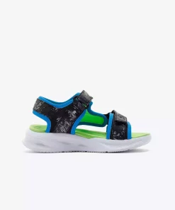 صندل براق نورانی پسرانه بزرگ BBLM مشکی آبزی چپ برند Skechers کد 1750970469