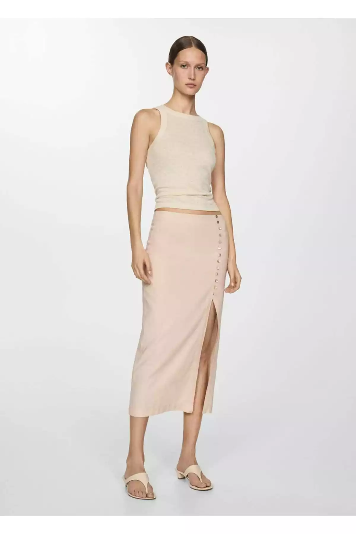 دامن کتان چاک دار برند MANGO کد 1751186469