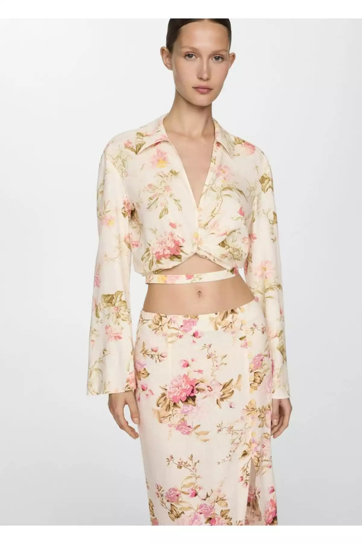 دامن کتان چاک دار برند MANGO کد 1751193727