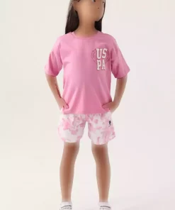 ست شلوارک صورتی دخترانه برند U.S. Polo Assn. کد 1749498071
