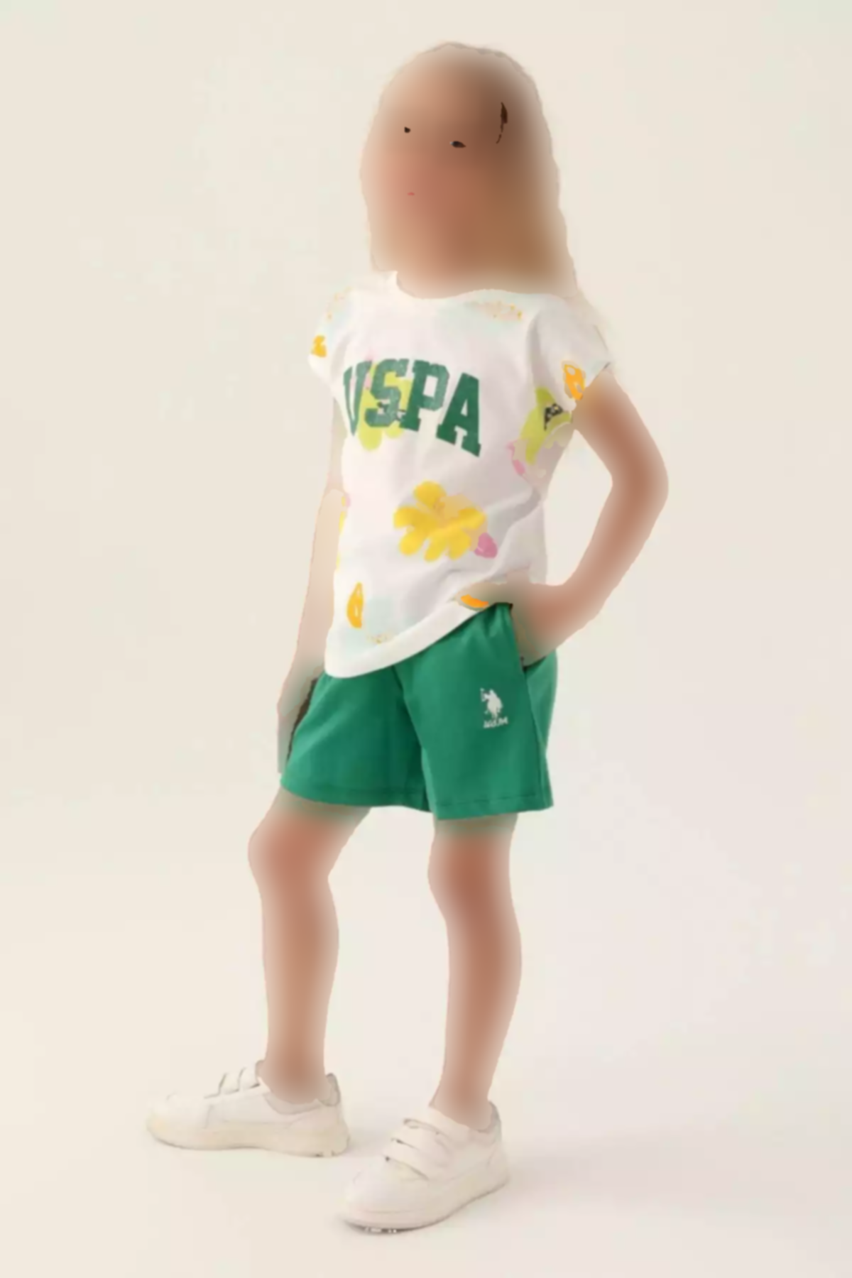 ست شلوارک کرم طرح برگ دخترانه assn برند U.S. Polo Assn. کد 1749496582