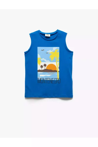 ورزشی چاپ پنبه ای یقه گرد بدون آستین طرح‎دار برند Koton کد 1750873925