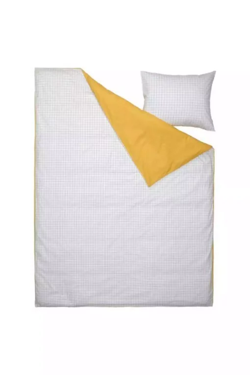 ست کاور سرویس خواب بچه گانه چهارخانه تک نفره رنگ سفید-زرد برند IKEA کد 1750058536