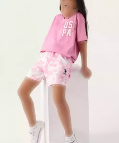 ست شلوارک صورتی دخترانه برند U.S. Polo Assn. کد 1749498071