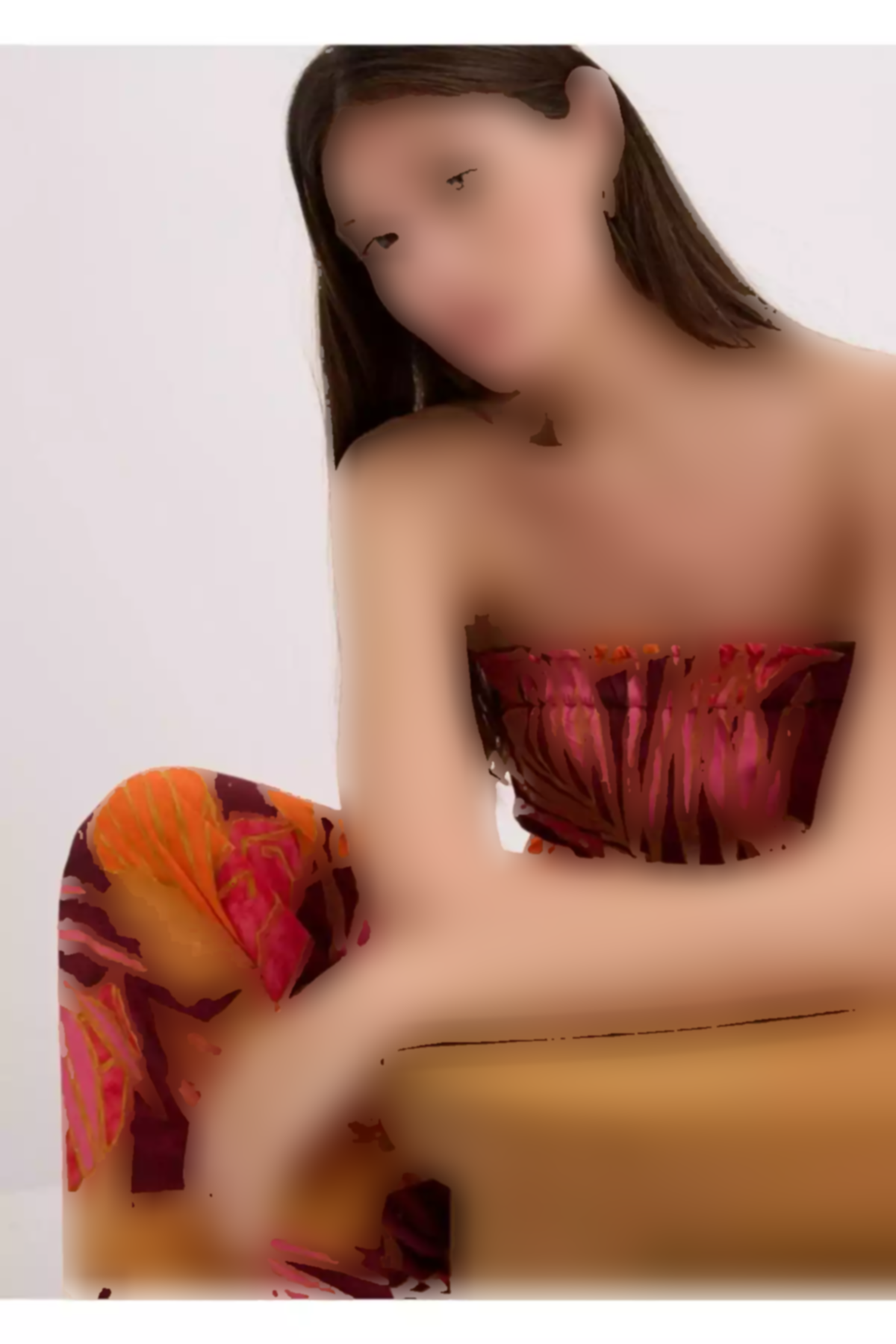 سرهمی ابریشم مصنوعی بنددار طرحدار سایز بزرگ نارنجی زنانه برند Şans کد 1750954690