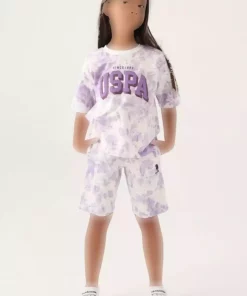 ست برمودا طراحی شده بنفش دخترانه assn برند U.S. Polo Assn. کد 1749496647