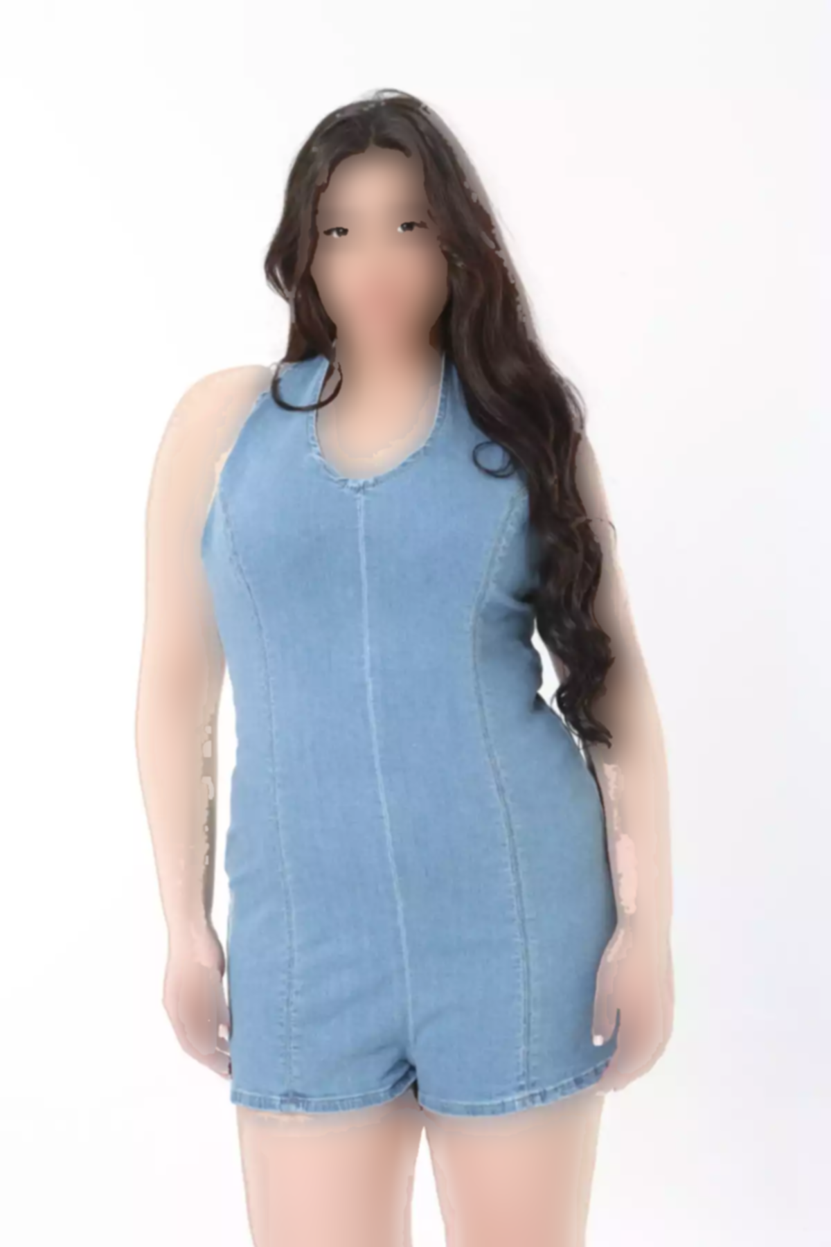 سرهمی شلوارک جین عقب گرهدار سایز بزرگ آبی زیپدار زنانه برند Şans کد 1750954750