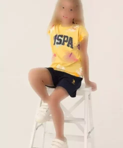 ست نارنجی شورت دار دخترانه assn برند U.S. Polo Assn. کد 1749498070