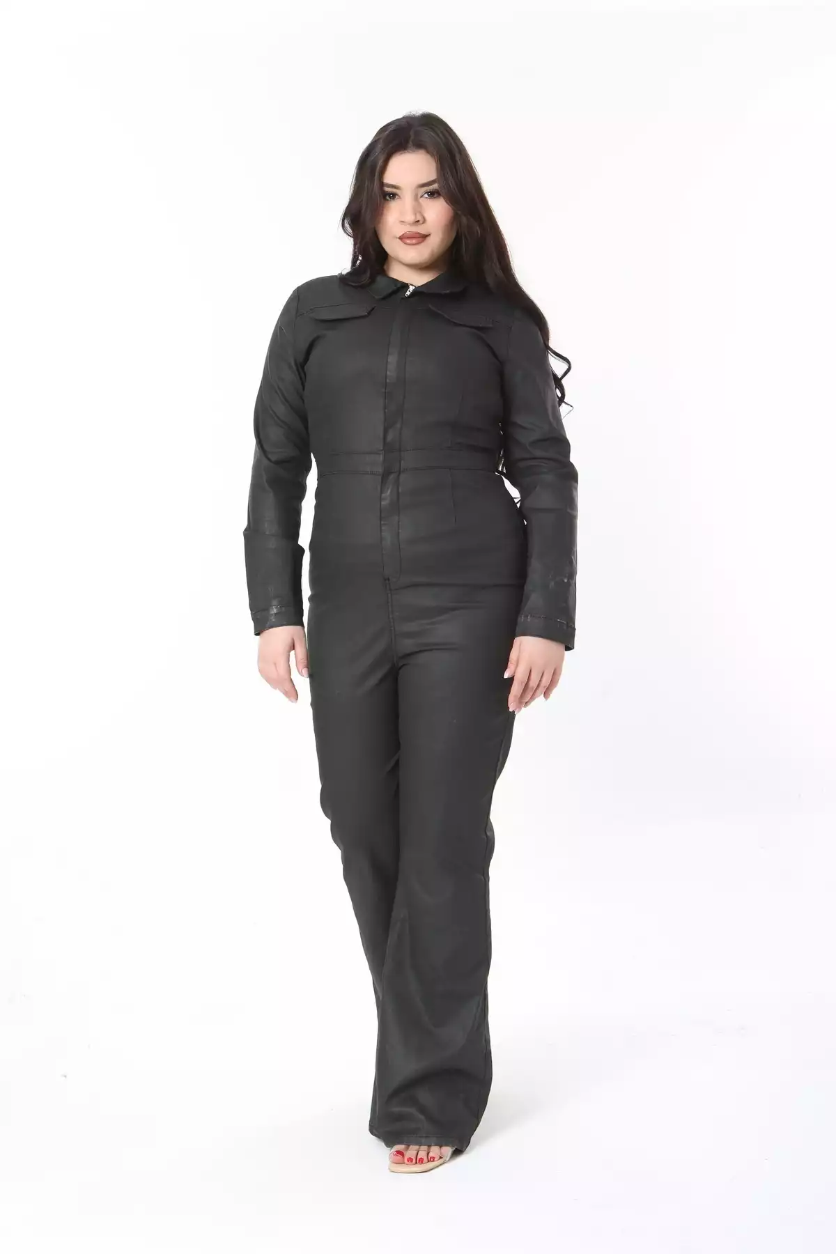 سرهمی جیب دار پارچه گشاد پوشش سایز بزرگ زیپدار مشکی زنانه برند Şans کد 1750954751