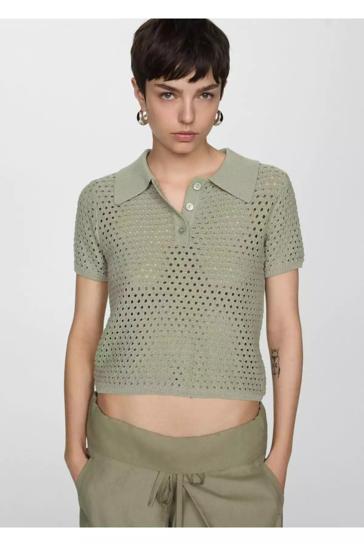 بافتنی سوراخدار تیشرت برند MANGO کد 1753003932