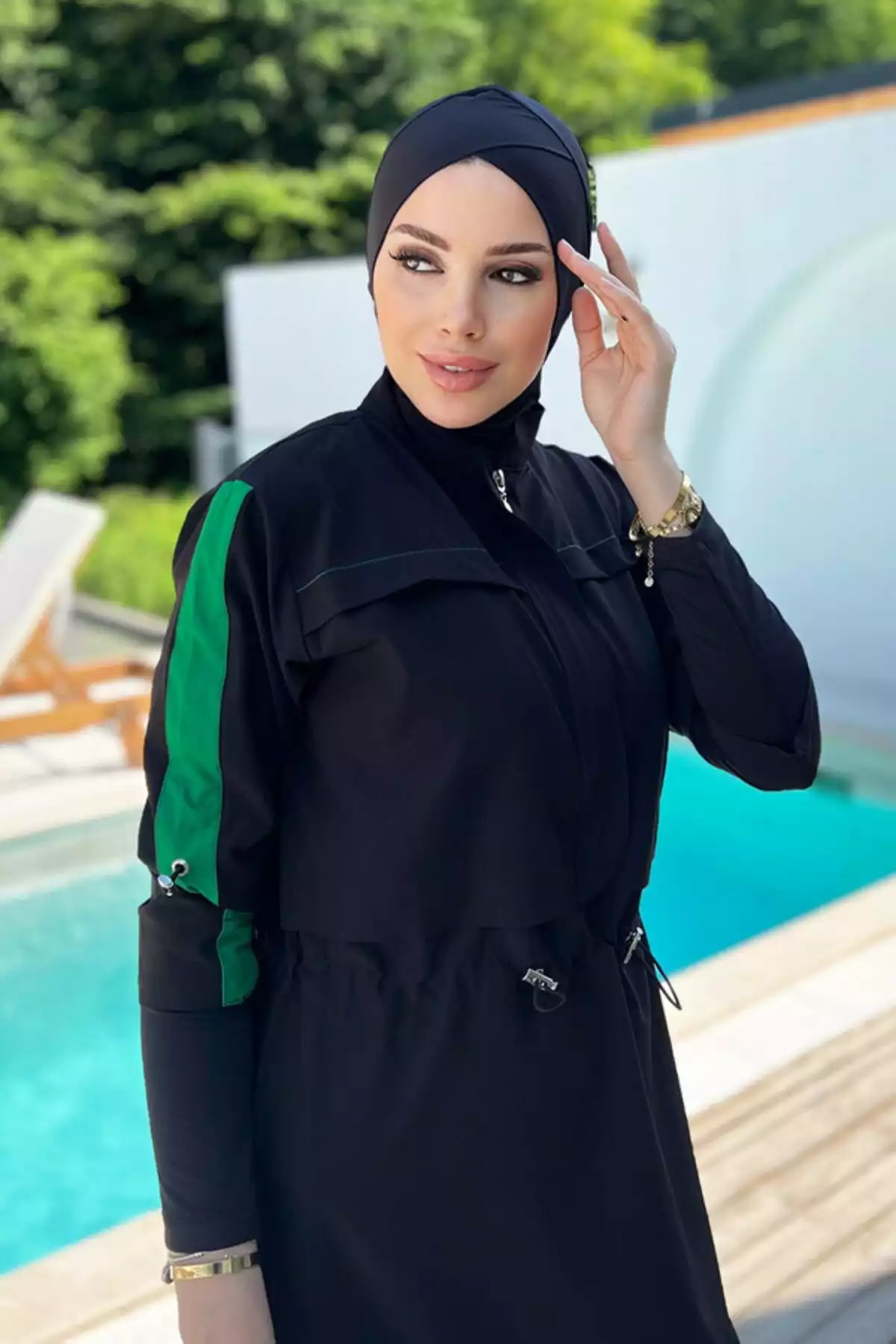 مایو اسلامی پوشیده اسپرت کامل لاکرا 4578مشکی نقره ای برند Remsa Mayo کد 1753763473