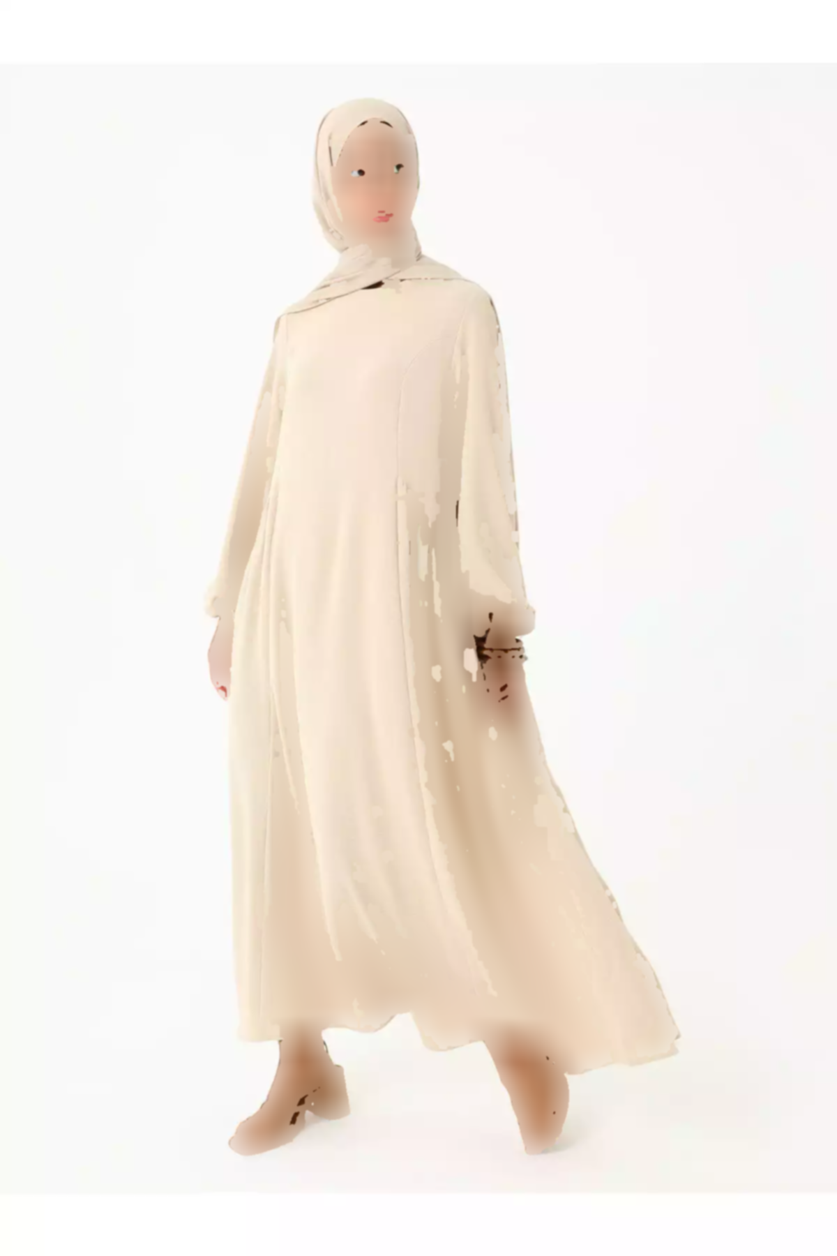 پیراهن برش گشاد طرحدار چیندار رنگ سنگی رفکا برند Refka کد 1753720991