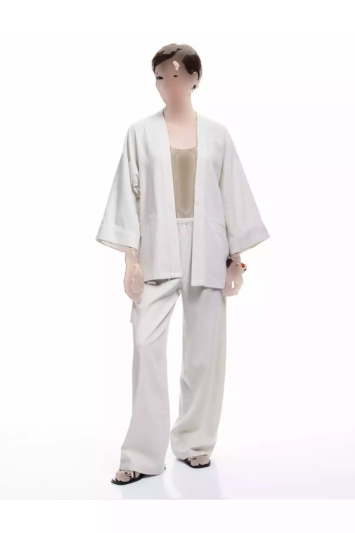 کیمونو جیب دار کتان نیم آستین گشاد برند Koton کد 1752763330