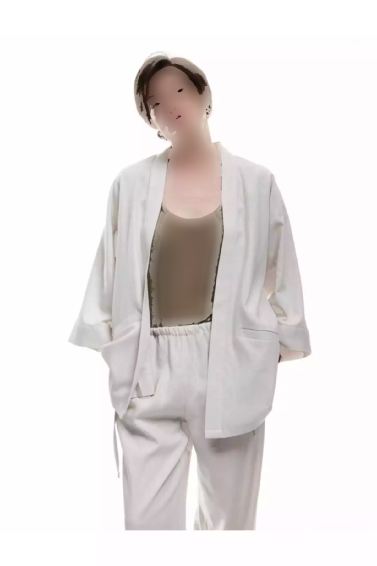 کیمونو جیب دار کتان نیم آستین گشاد برند Koton کد 1752763330