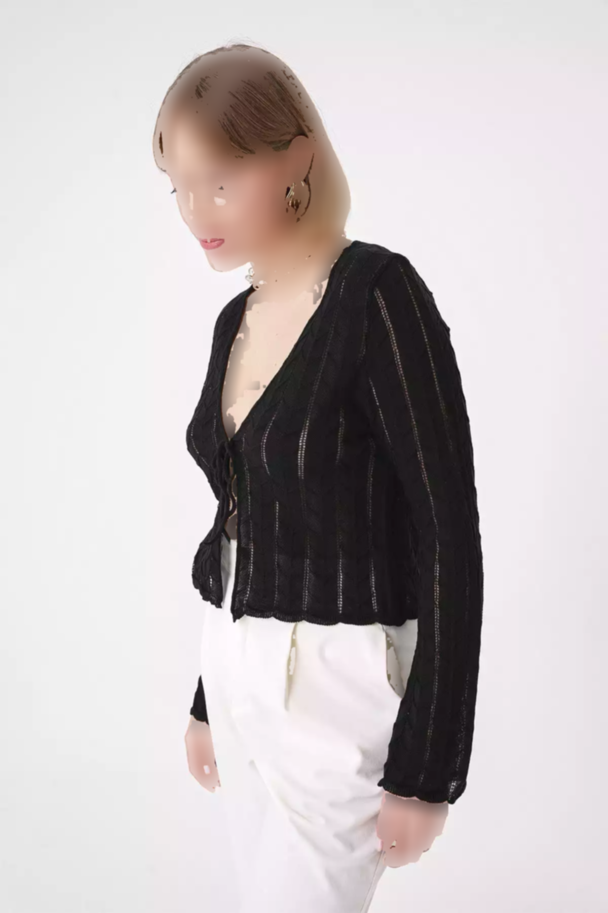 بافتنی طناب گرهدار طرحدار یقه هفت مشکی استاندارد زنانه برند CHUBA کد 1753696267