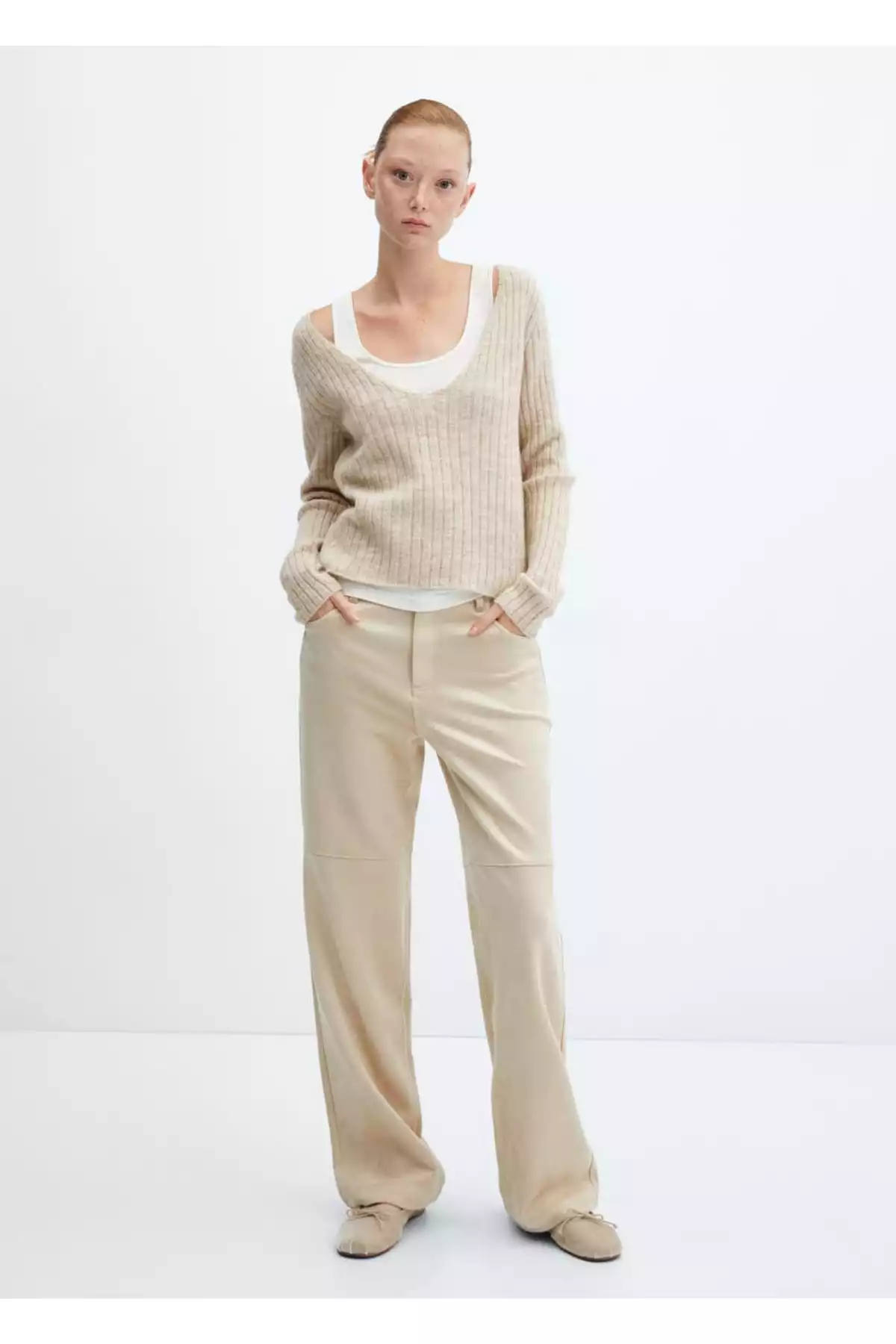 پلیور بافتنی لاستیک یقه هفت برند MANGO کد 1753003867