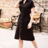 پیراهن کمر آستین کوتاه کمربنددار مشکی زنانه برند armonika کد 1753591869