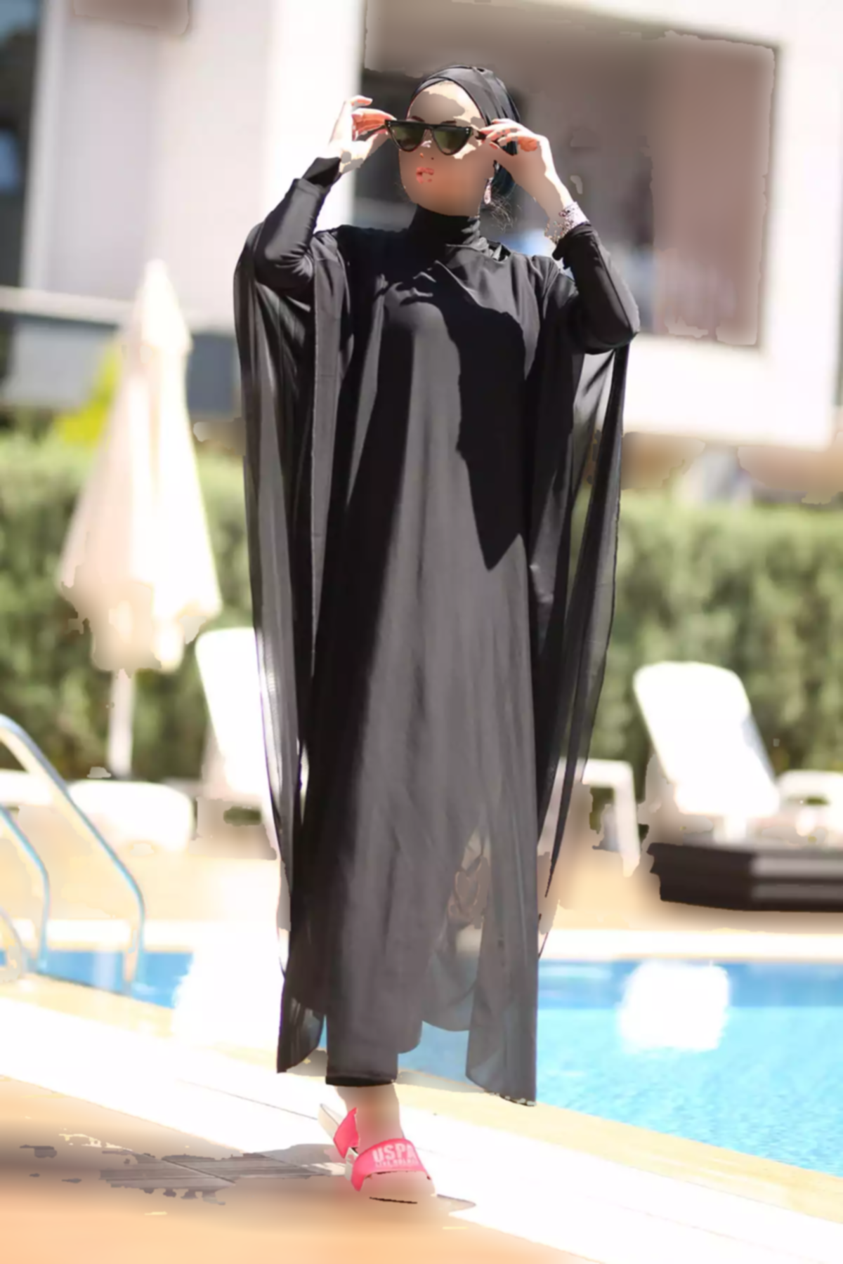 پیراهن ساحلی مایو اسلامی پوشیده خفاشی 001مشکی تک نفره طرحدار بروی برند Remsa Mayo کد 1753761069