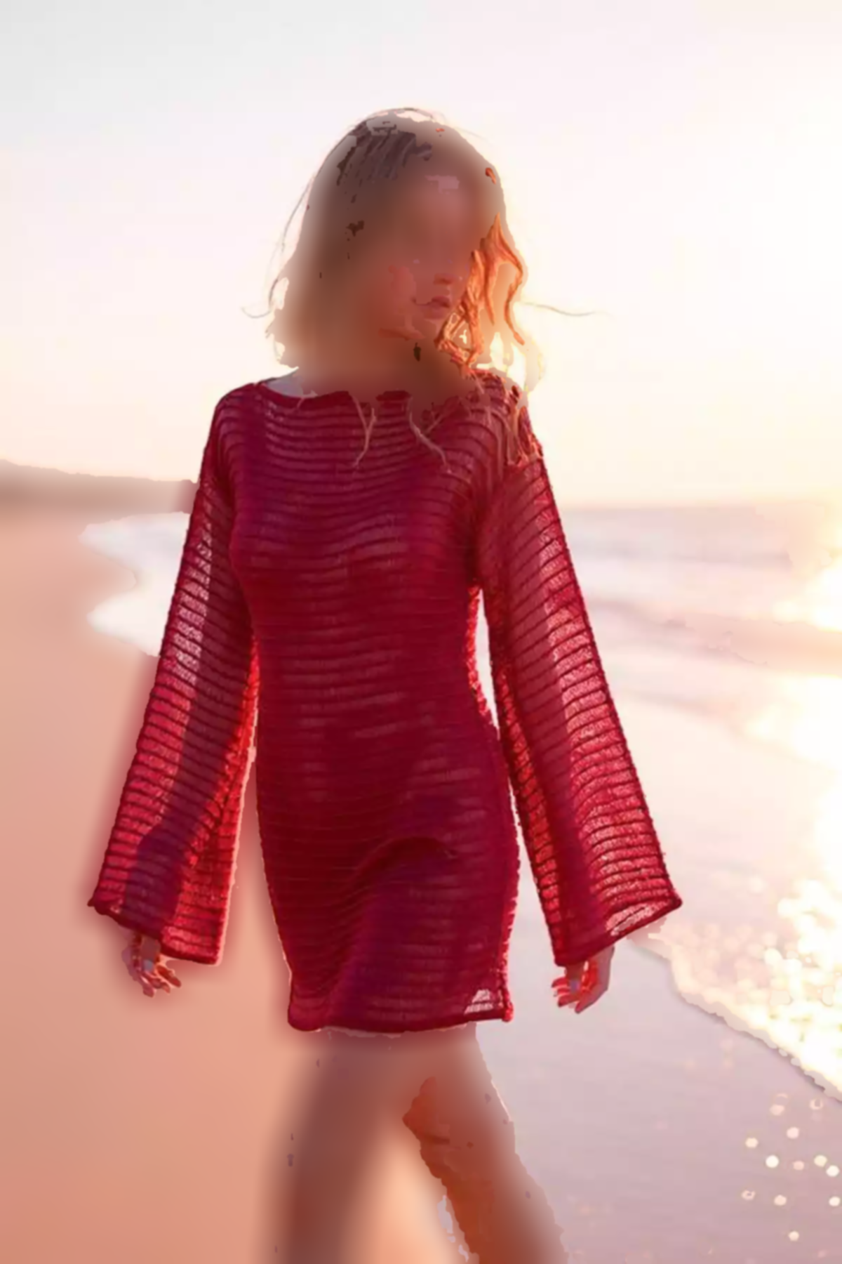 رو مایوای بافتنی کوچک آستین قرمز مدل اسپانیایی زنانه برند CHUBA کد 1753695666