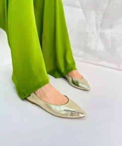 کفش عروسکی طلایی چرم هایکی برند inizio کد 1753713674