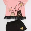 ست شلوارک تیشرت موش دخترانه برند Denokids کد 1753823530
