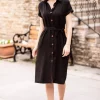 پیراهن کمر آستین کوتاه کمربنددار مشکی زنانه برند armonika کد 1753591869