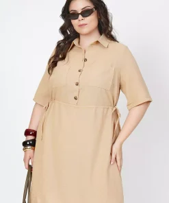 پیراهن کتان بامبو یقه دار برند Büyük Moda کد 1753846924