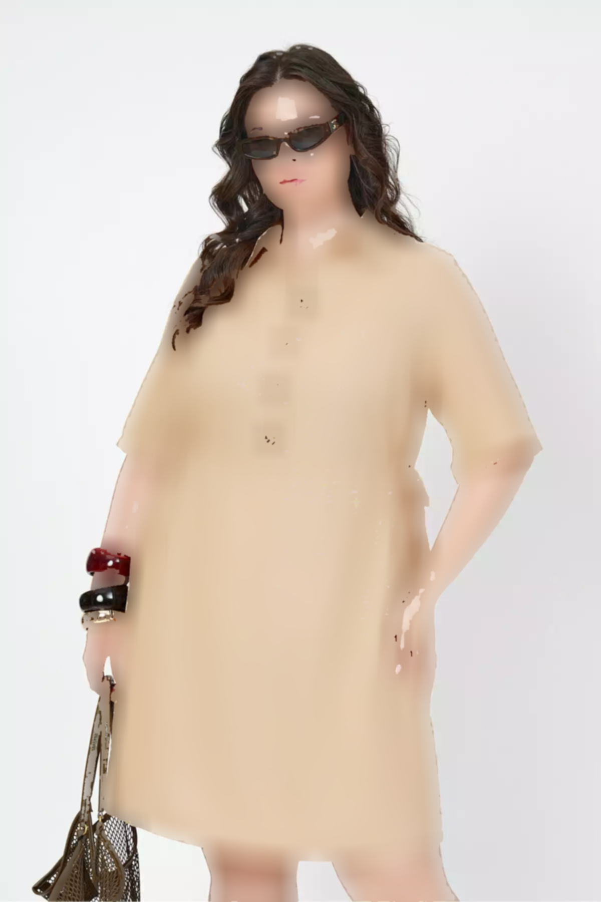 پیراهن کتان بامبو یقه دار برند Büyük Moda کد 1753846924