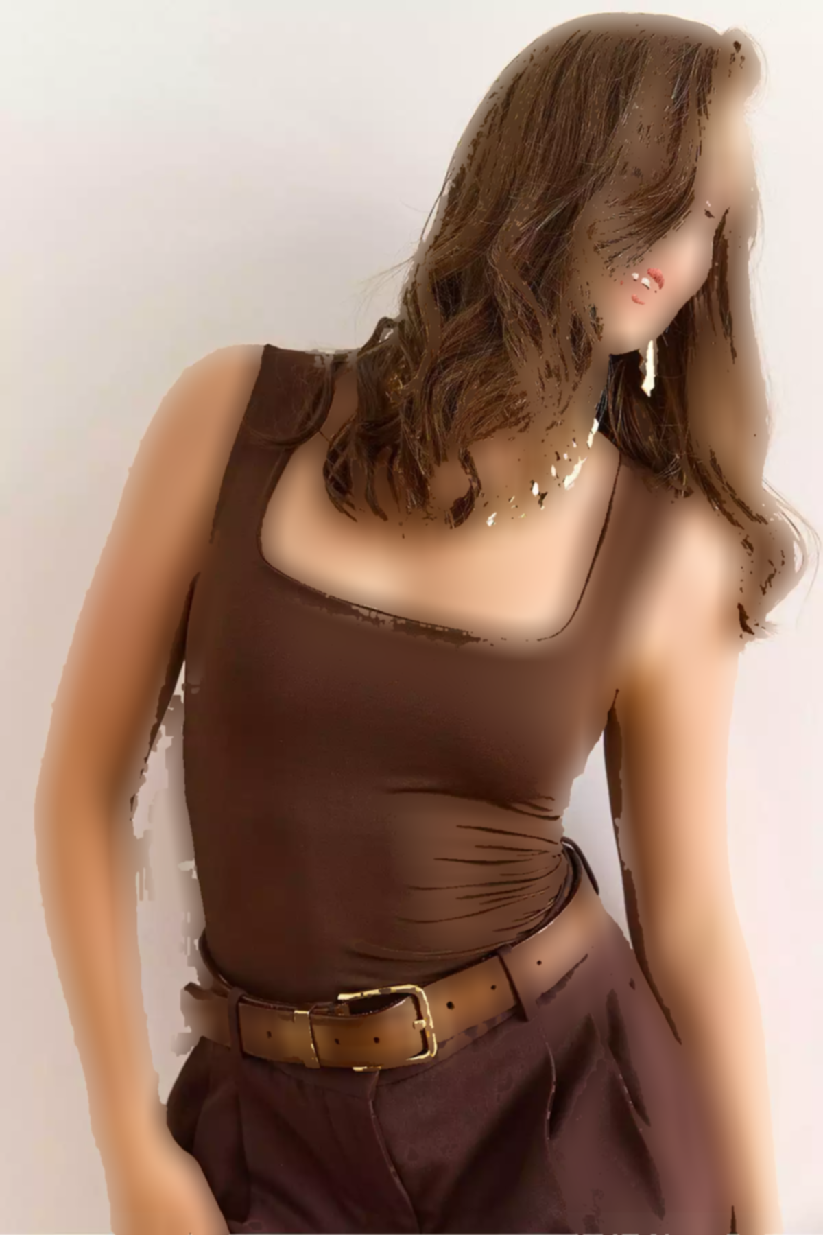 بادی ست یقه گرد قهوهای زنانه برند Olalook کد 1753677666