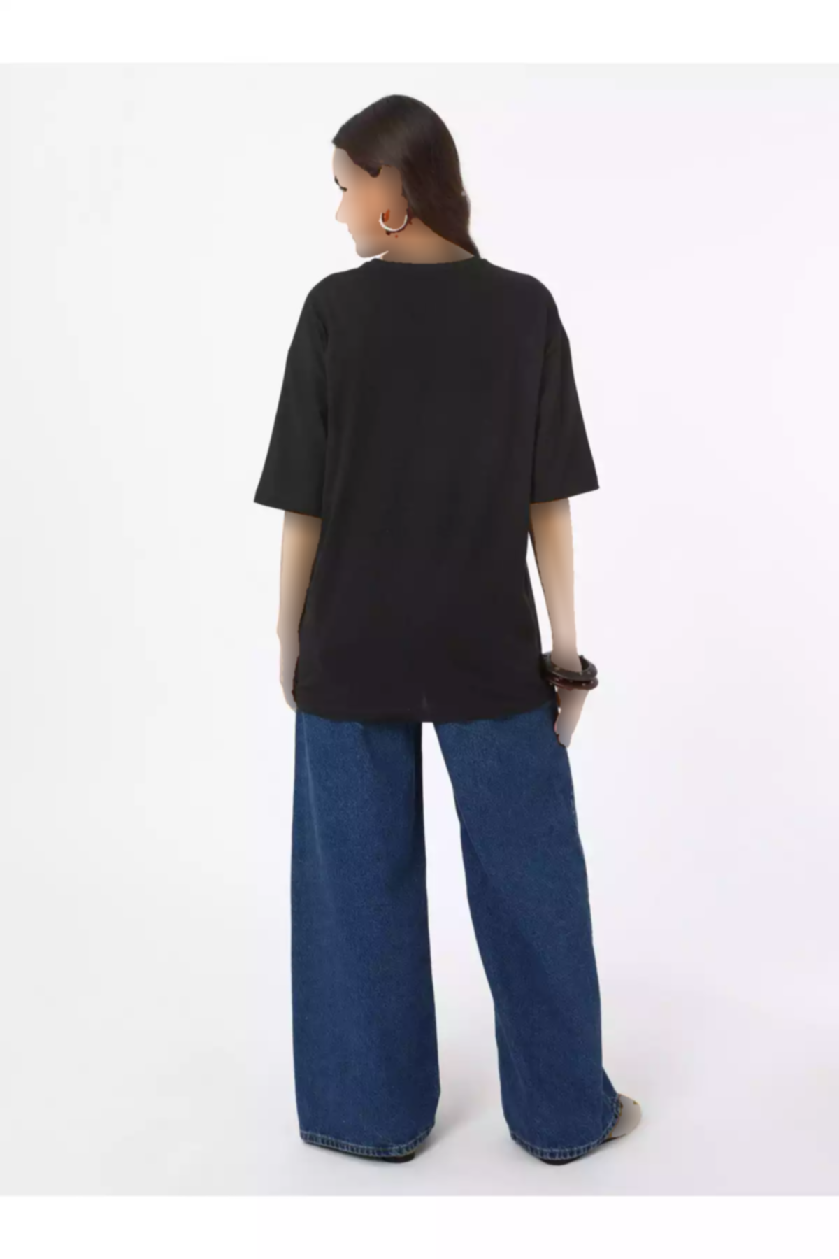 ساده شانه باز افتاده یقه گرد رفکا مشکی تیشرت زنانه برند Refka کد 1753723269