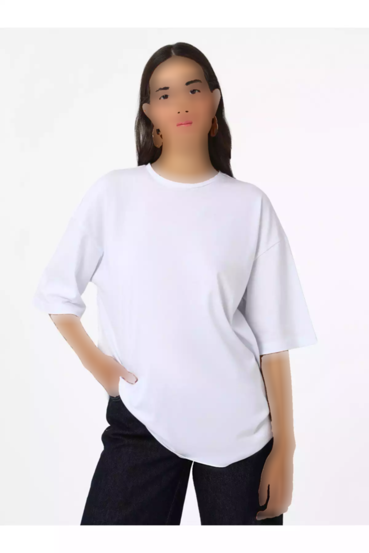 ساده شانه باز افتاده یقه گرد سفید رفکا تیشرت زنانه برند Refka کد 1753723270
