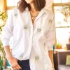 پیراهن چشم بافته شده طرحدار سفید زنانه برند Olalook کد 1753665728