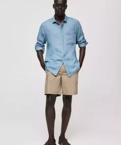 پیراهن آبی مردانه برند MANGO کد 1751484381