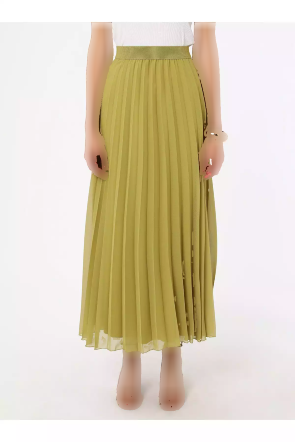 دامن شیفون پلیسه دار رفکا سبز زیتونی برند Refka کد 1753721470