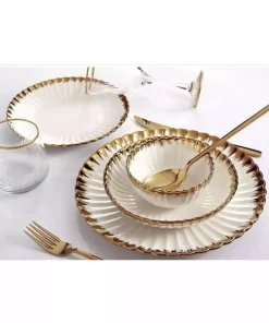 سرویس غذاخوری چینی 6نفره 24تکه papatya طلایی برند decovien کد 1753907587
