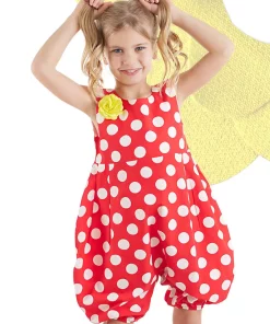سرهمی بالن خال خالی سفید قرمز دخترانه برند Denokids کد 1753824666