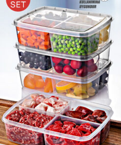 ست ۴ عددی، مناسب برای استفاده در فریزر، ظرف نگهداری بزرگ مربع. کد 1753575072