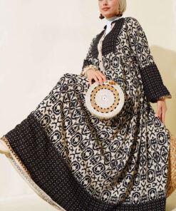 لباس معکوس زنانه مشکی با طرح کرم 2423 کد 1753597388