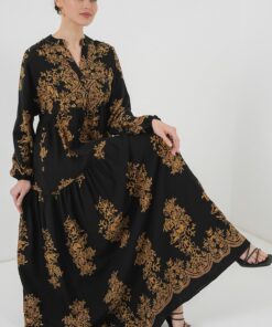 پیراهن اسلامی طرح طلا سیاه 2423 کد 1753600994