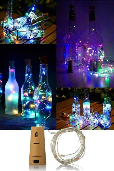 چراغ LED عروسکی با درب قارچی، ۲ متر، بطری رنگی، با باتری ۱ عدد. کد 1753579271